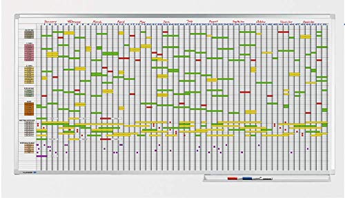 Legamaster 7-405000 Professional Jahresplaner mit 7-Tage-Woche, leichtes Whiteboard bedruckt mit Kalenderraster, emailliert, 100 x 200 cm von Legamaster