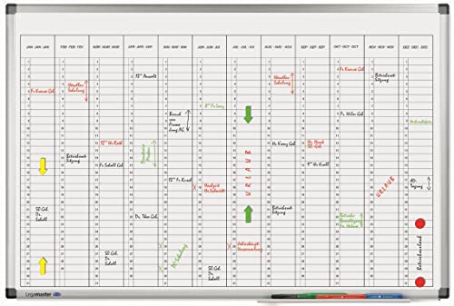 Legamaster 7-412000 Premium Jahresplaner, UV-gehärtetes Whiteboard, vertikale Jahresübersicht, 90 x 60 cm von Legamaster