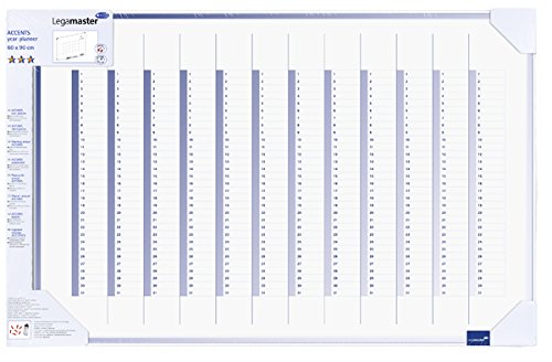 Legamaster 7-489000-1 Accents Plan-Whiteboard, bedruckt mit Jahresplaner, lackierte Stahloberfläche, Sichtverpackung, 90 x 60 cm von Legamaster