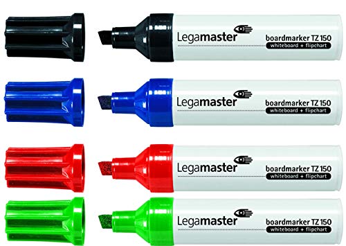 Legamaster Boardmarker TZ 150, Keilspitze, 2-7 mm, Schreibfarbe: 4er sortiert (4 Stück), Sie erhalten 1 Packung á 4 Stück von Legamaster