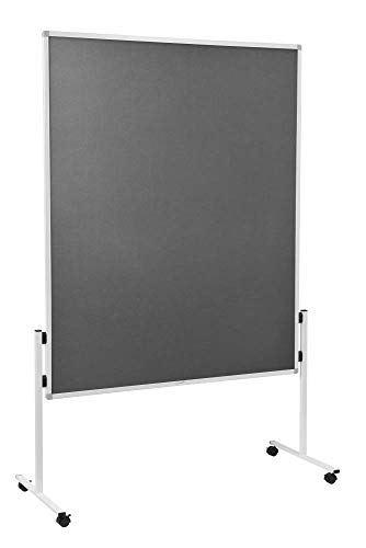 Legamaster Economy Moderationswand - grau - 150x120 cm - doppelseitig, mit Filz bezogenes Pinboard - einsetzbar als Trennwand - inkl. 4 feststellbaren Rollen von Legamaster