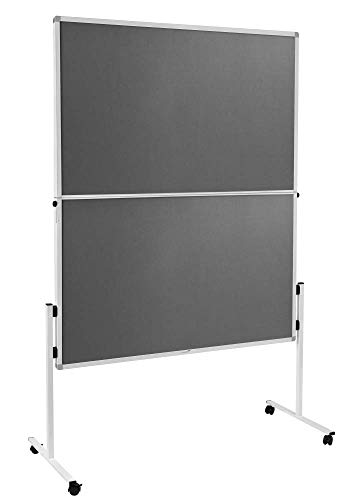 Legamaster Economy Moderationswand klappbar - grau - 150x120 cm - doppelseitig, mit Filz bezogenes Pinboard - einsetzbar als Trennwand - inkl. 4 feststellbaren Rollen von Legamaster