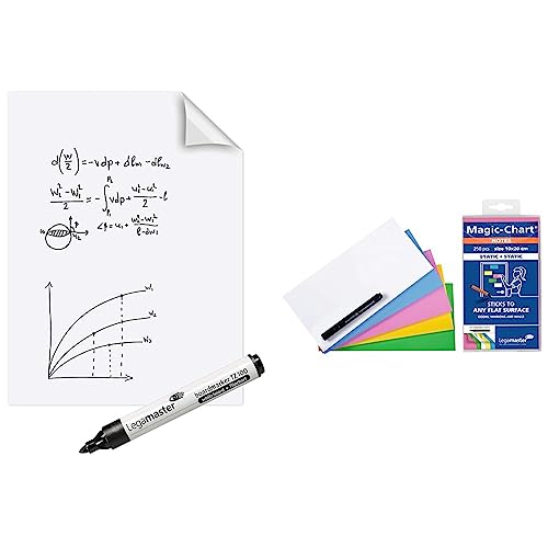 Legamaster Magic-Chart Whiteboard Folie - statisch selbsthaftend - weiß - 80x60cm & Magic-Chart Notes - statisch selbsthaftend - weiß - 10x20cm - abwischbar und wiederbeschreibbar - 250 Folien von Legamaster