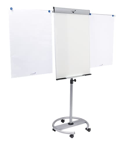 Legamaster PROFESSIONAL TRANGLE mobile Flipchart Rundfuß - transportabel - ausziehbare Seitenarme - magnetisches trocken abwischbares Whiteboard 105 x 68 cm - Silber von Legamaster