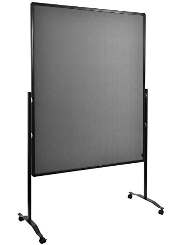 Legamaster Premium Plus Moderationswand - grau - 150x120 cm - doppelseitig, mit Filz bezogenes Pinboard - einsetzbar als Trennwand - inkl. 4 feststellbaren Rollen und einklickbaren Papierhaken von Legamaster