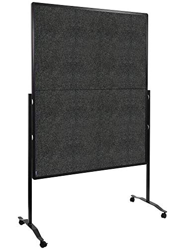 Legamaster Premium Plus Moderationswand klappbar - anthrazit - 150x120 cm - doppelseitig, mit Filz bezogenes Pinboard - einsetzbar als Trennwand - inkl. 4 feststellbaren Rollen und Papierhaken von Legamaster