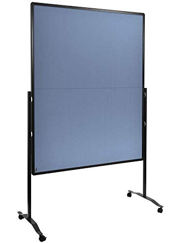 Legamaster Premium Plus Moderationswand klappbar - blau-grau - 150x120 cm - doppelseitig, mit Filz bezogenes Pinboard - einsetzbar als Trennwand - inkl. 4 feststellbaren Rollen und Papierhaken von Legamaster