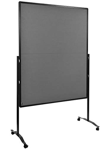 Legamaster Premium Plus Moderationswand klappbar - grau - 150x120 cm - doppelseitig, mit Filz bezogenes Pinboard - einsetzbar als Trennwand - inkl. 4 feststellbaren Rollen und Papierhaken von Legamaster