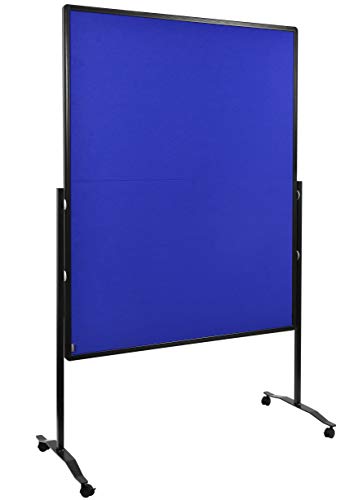 Legamaster Premium Plus Moderationswand klappbar - marineblau - 150x120 cm - doppelseitig, mit Filz bezogenes Pinboard - einsetzbar als Trennwand - inkl. 4 feststellbaren Rollen und Papierhaken von Legamaster