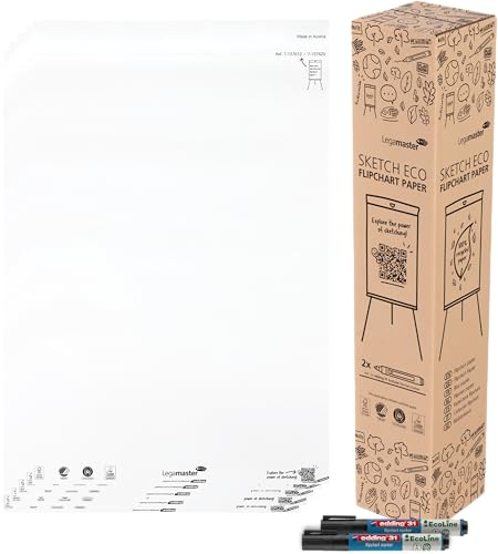 Legamaster SKETCH ECO Flipchart Papierblock blanko, 5x 20 Blatt, inkl. 2 edding 31 EcoLine Flipchart-Marker von Legamaster