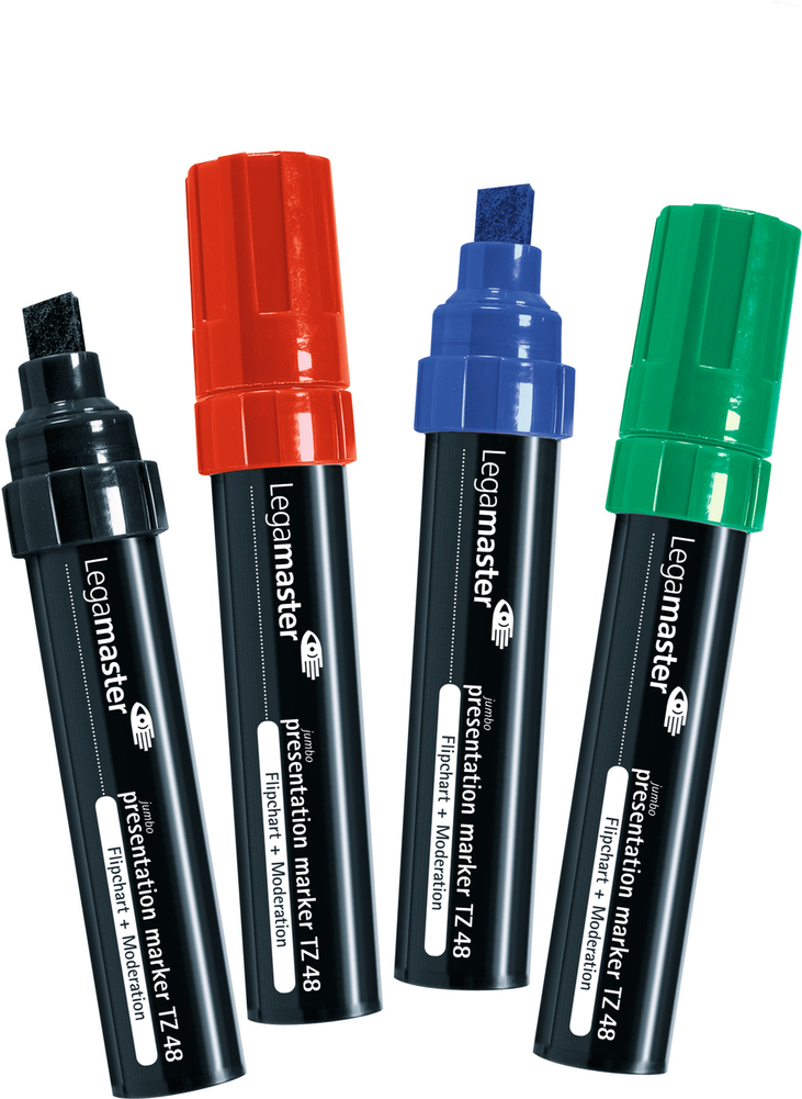 Legamaster TZ48 Präsentationsmarker jumbo sortiert 4St. - 4 Stück(e) - Schwarz - Blau - Grün - Rot - Meißel - Schwarz - Blau - Grün - Rot - Kunststoff - Rund (7-155594) von Legamaster