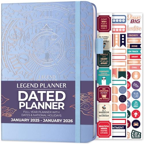 Legend Planner Januar 2024 – Januar 2025, Datums-Wochen- und Monatsplaner, um Ihre Ziele zu erreichen, die Produktivität zu steigern und glücklicher zu leben. Organizer-Notizbuch & von Legend Planner