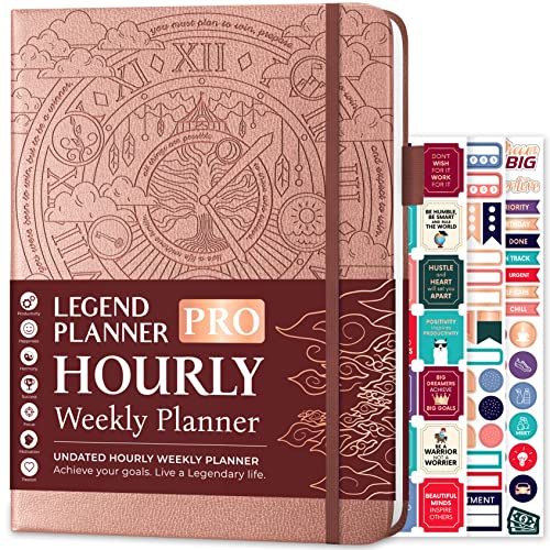 Legend Planner PRO Stundenplaner Edition - Deluxe Wochen & Tagesplaner mit Zeitfenstern. Zeitmanagement-Terminbuch Tagebuch für Arbeit & Privatleben, undatiert, A4, Hardcover (Roségold) von Legend Planner