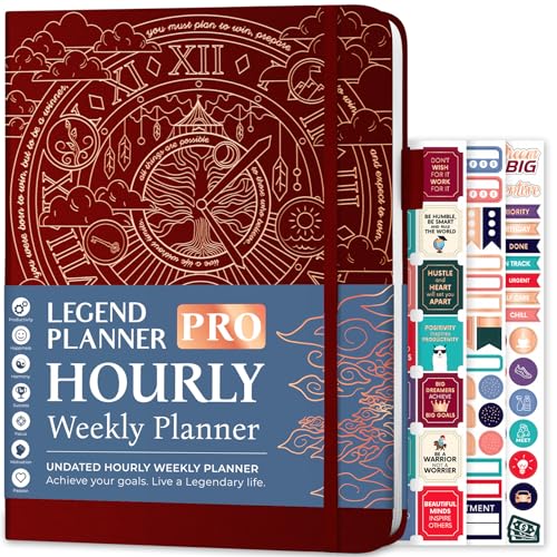 Legend Planner Pro Stundenplan-Edition – undatierter Deluxe-Wochenplaner und Tagesplaner mit Zeitfächern. Zeitmanagement-Terminbuch, Tagebuch für Arbeit und Privatleben, A4-Größe, Hardcover, Weinrot, von Legend Planner