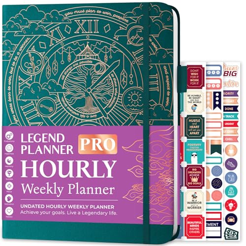 Legend Planner Pro Stundenplaner-Edition – undatierter Deluxe-Wochenplaner und Tagesplaner mit Zeitfächern. Zeitmanagement-Terminbuch, Tagebuch für Arbeit und Privatleben, A4-Größe, Hardcover, von Legend Planner