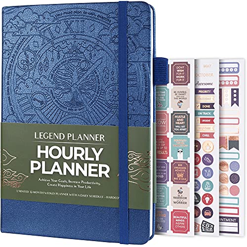 Legend Planner Stundenplan-Ausgabe - Deluxe Wochen- und Tagesplaner mit Zeitschlitzen Zeitmanagement Terminkalender Tagebuch für Arbeit & Privatleben Undatiert A5 Hardcover - Mystic Blue - geprägt von Legend Planner