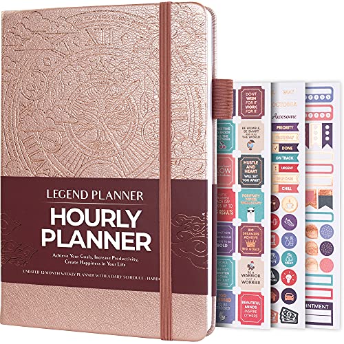 Legend Planner Stundenplan-Edition - Deluxe Wochen- & Tagesorganizer mit Zeitschlitzen Zeitmanagement-Terminkalender für Arbeit & Privatleben, undatiert, A5 Hardcover - Roségold Gold von Legend Planner