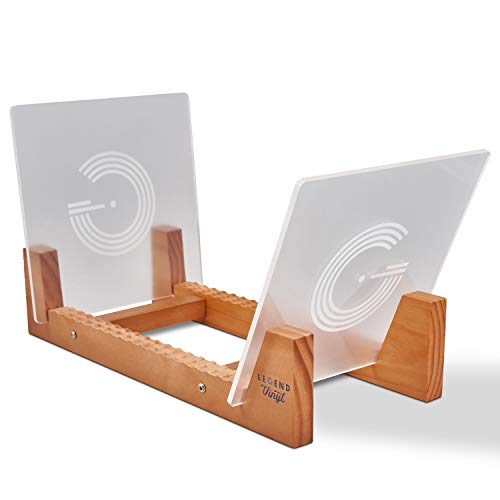 Legend Vinyl Schallplattenregal in Vintage-Eiche mit Acryl-Enden, für 50 Einzel- oder Doppel-LPs und 17,8 cm Schallplatten Inklusive waschbarem, fusselfreiem Mikrofaser-Reinigungstuch von Legend Vinyl