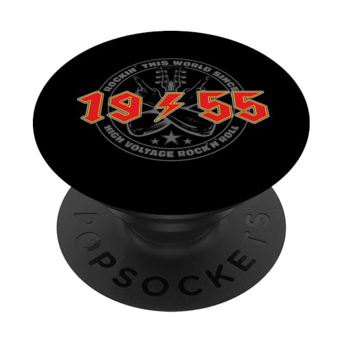 Rock'n'Roll 1955 High Voltage Retro Musik Geburtstags PopSockets Klebender PopGrip Rock'n'Roll 1955 High Voltage Retro Musik Geburtstags PopSockets Klebender PopGrip von Legendäre Retro Rock Band Shirts High Voltage
