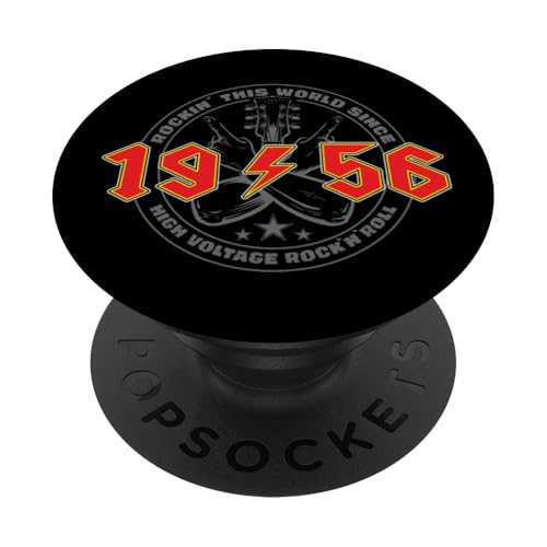 Rock'n'Roll 1956 High Voltage Retro Musik Geburtstags PopSockets Klebender PopGrip Rock'n'Roll 1956 High Voltage Retro Musik Geburtstags PopSockets Klebender PopGrip von Legendäre Retro Rock Band Shirts High Voltage