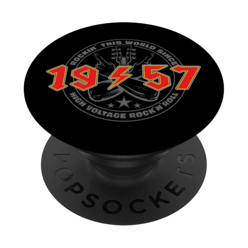 Rock'n'Roll 1957 High Voltage Retro Musik Geburtstags PopSockets Klebender PopGrip Rock'n'Roll 1957 High Voltage Retro Musik Geburtstags PopSockets Klebender PopGrip von Legendäre Retro Rock Band Shirts High Voltage