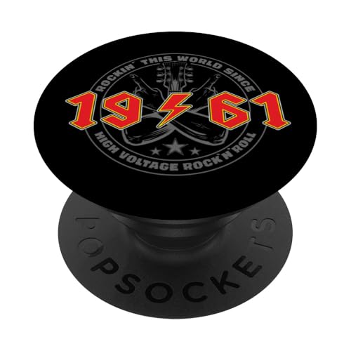 Rock'n'Roll 1961 High Voltage Retro Musik Geburtstags PopSockets Klebender PopGrip Rock'n'Roll 1961 High Voltage Retro Musik Geburtstags PopSockets Klebender PopGrip von Legendäre Retro Rock Band Shirts High Voltage