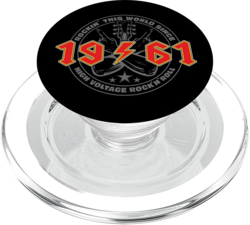 Rock'n'Roll 1961 High Voltage Retro Musik Geburtstags PopSockets PopGrip für MagSafe Rock'n'Roll 1961 High Voltage Retro Musik Geburtstags PopSockets PopGrip für MagSafe von Legendäre Retro Rock Band Shirts High Voltage