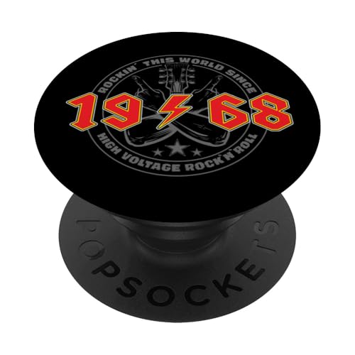 Rock'n'Roll 1968 High Voltage Retro Musik Geburtstags PopSockets Klebender PopGrip Rock'n'Roll 1968 High Voltage Retro Musik Geburtstags PopSockets Klebender PopGrip von Legendäre Retro Rock Band Shirts High Voltage