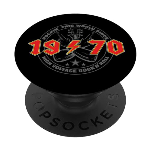 Rock'n'Roll 1970 High Voltage Retro Musik Geburtstags PopSockets Klebender PopGrip Rock'n'Roll 1970 High Voltage Retro Musik Geburtstags PopSockets Klebender PopGrip von Legendäre Retro Rock Band Shirts High Voltage
