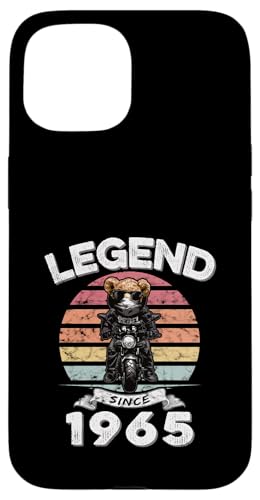 Legend Since 1965 Retro Vintage Teddy Fan Biker Geschenk Hülle für iPhone 15 von Legendäre Spruch Geburtstagsgeschenke für Bären