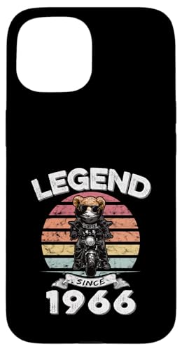 Legend Since 1966 Retro Vintage Teddy Fan Biker Geschenk Hülle für iPhone 15 von Legendäre Spruch Geburtstagsgeschenke für Bären