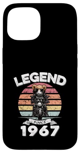 Legend Since 1967 Retro Vintage Teddy Fan Biker Geschenk Hülle für iPhone 15 von Legendäre Spruch Geburtstagsgeschenke für Bären