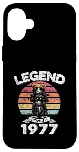 Legend Since 1977 Retro Vintage Teddy Fan Biker Geschenk Hülle für iPhone 16 Plus von Legendäre Spruch Geburtstagsgeschenke für Bären