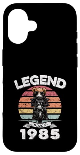 Legend Since 1985 Retro Vintage Teddy Fan Biker Geschenk Hülle für iPhone 16 von Legendäre Spruch Geburtstagsgeschenke für Bären