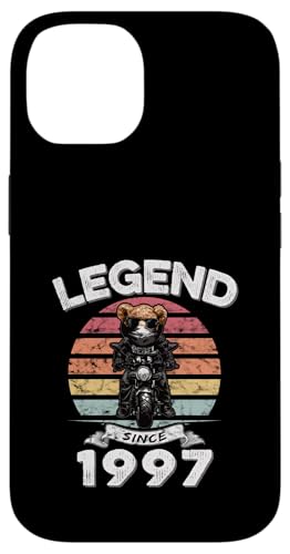 Legend Since 1997 Retro Vintage Teddy Fan Biker Geschenk Hülle für iPhone 14 von Legendäre Spruch Geburtstagsgeschenke für Bären