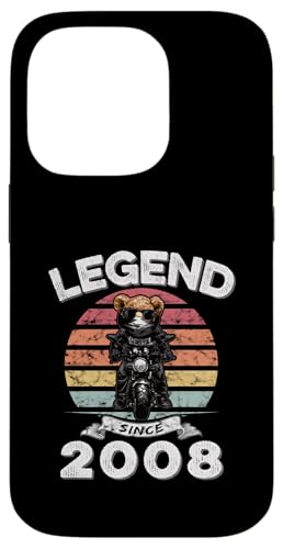 Legend Since 2008 Retro Vintage Teddy Fan Biker Geschenk Hülle für iPhone 14 Pro von Legendäre Spruch Geburtstagsgeschenke für Bären