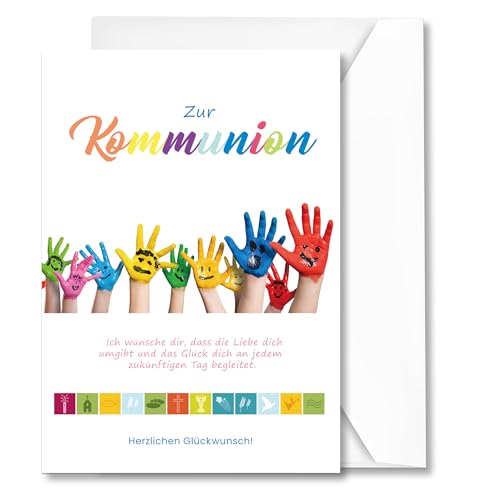 Legezon Kommunionskarten mit Umschlag Erstkommunion Karte zur Mädchen & Jungen Kommunion Karte 12 x 17cm Glückwunschkarte zur Kommunion Legezon Kommunionskarten mit Umschlag Erstkommunion Karte zur Mädchen & Jungen Kommunion Karte 12 x 17cm Glückwunschkarte zur Kommunion von Legezon