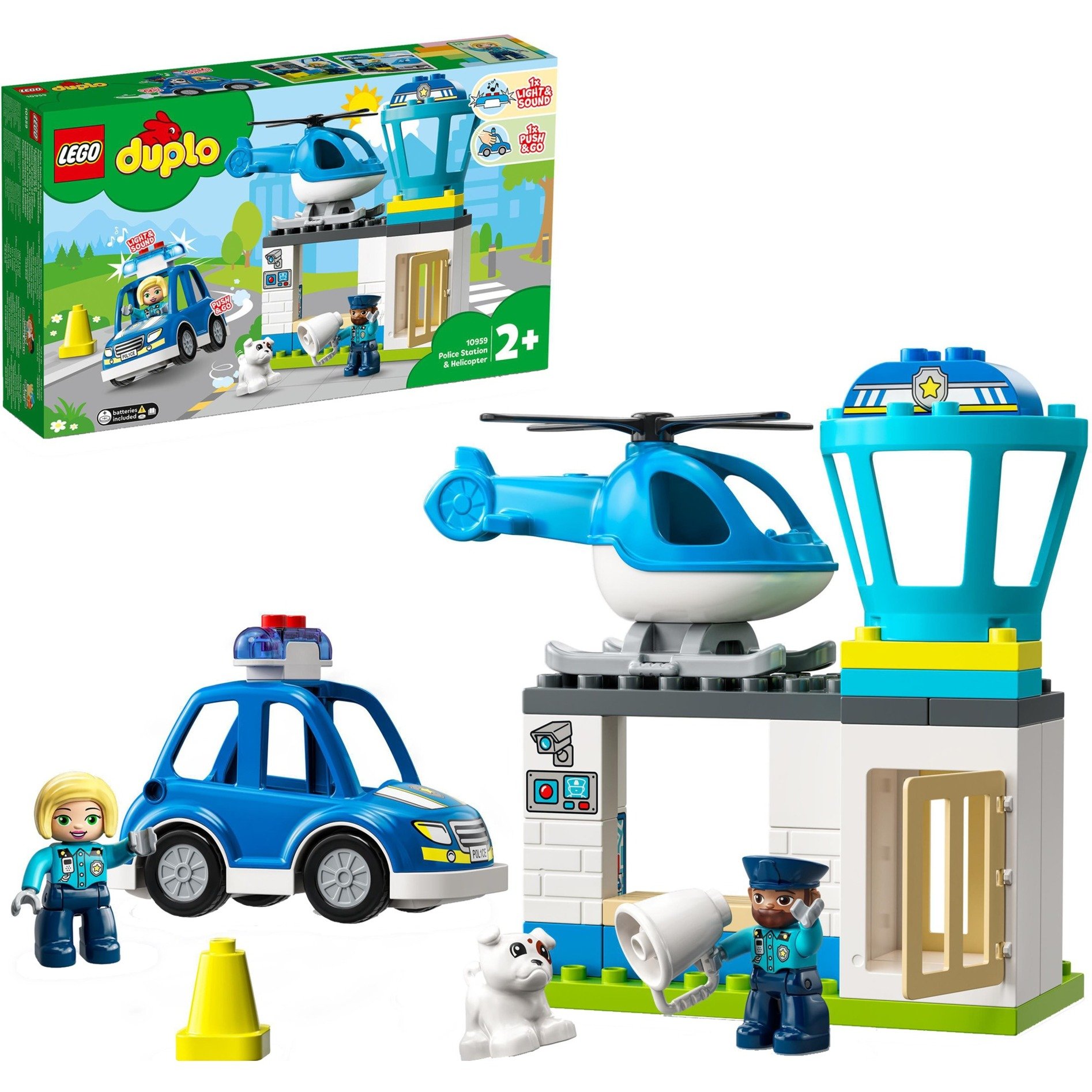 10959 DUPLO Polizeistation mit Hubschrauber und Polizeiauto, Konstruktionsspielzeug von Lego