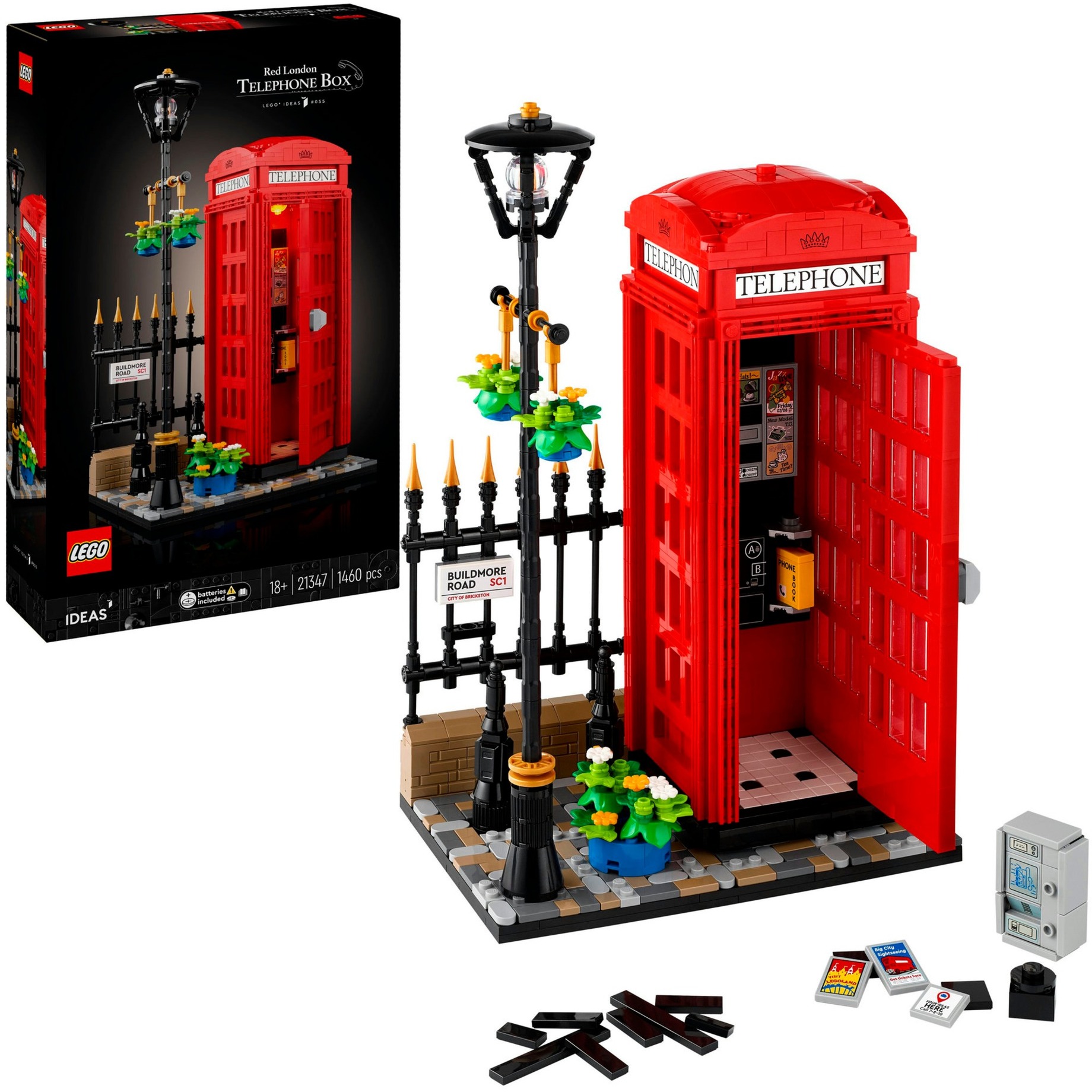 21347 Ideas Rote Londoner Telefonzelle, Konstruktionsspielzeug von Lego