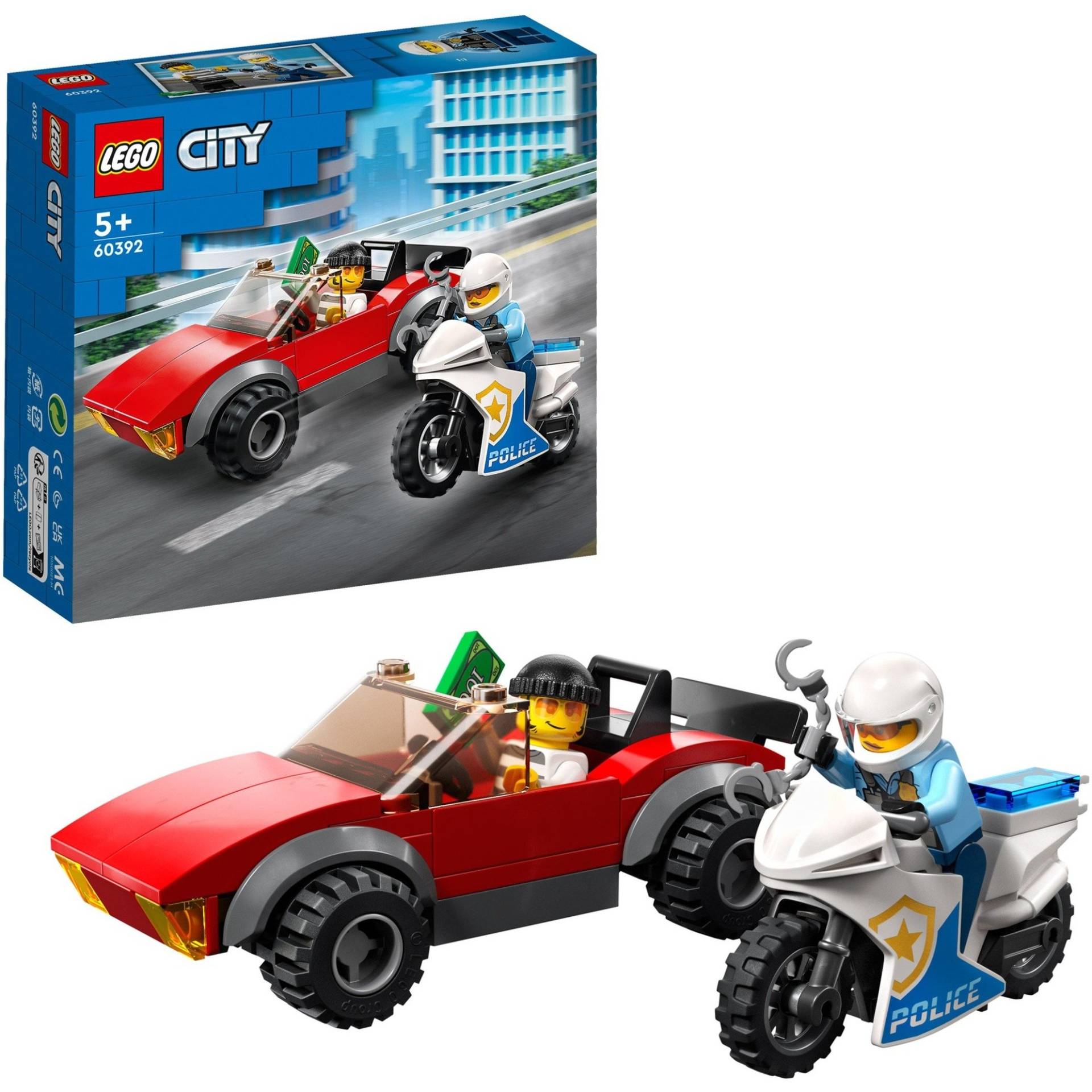 60392 City Verfolgungsjagd mit dem Polizeimotorrad, Konstruktionsspielzeug von Lego