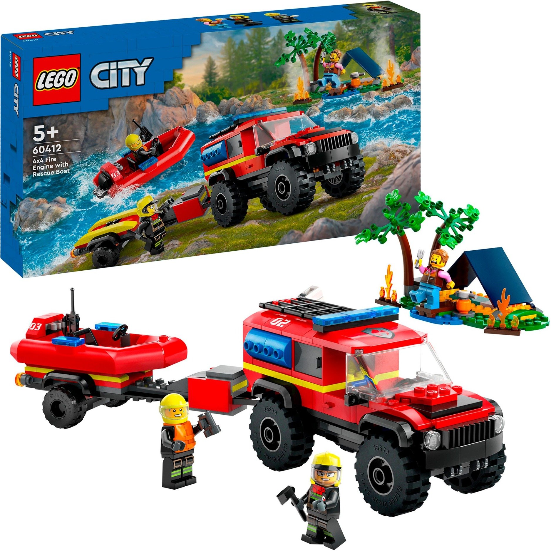 60412 City Feuerwehrgeländewagen mit Rettungsboot, Konstruktionsspielzeug von Lego