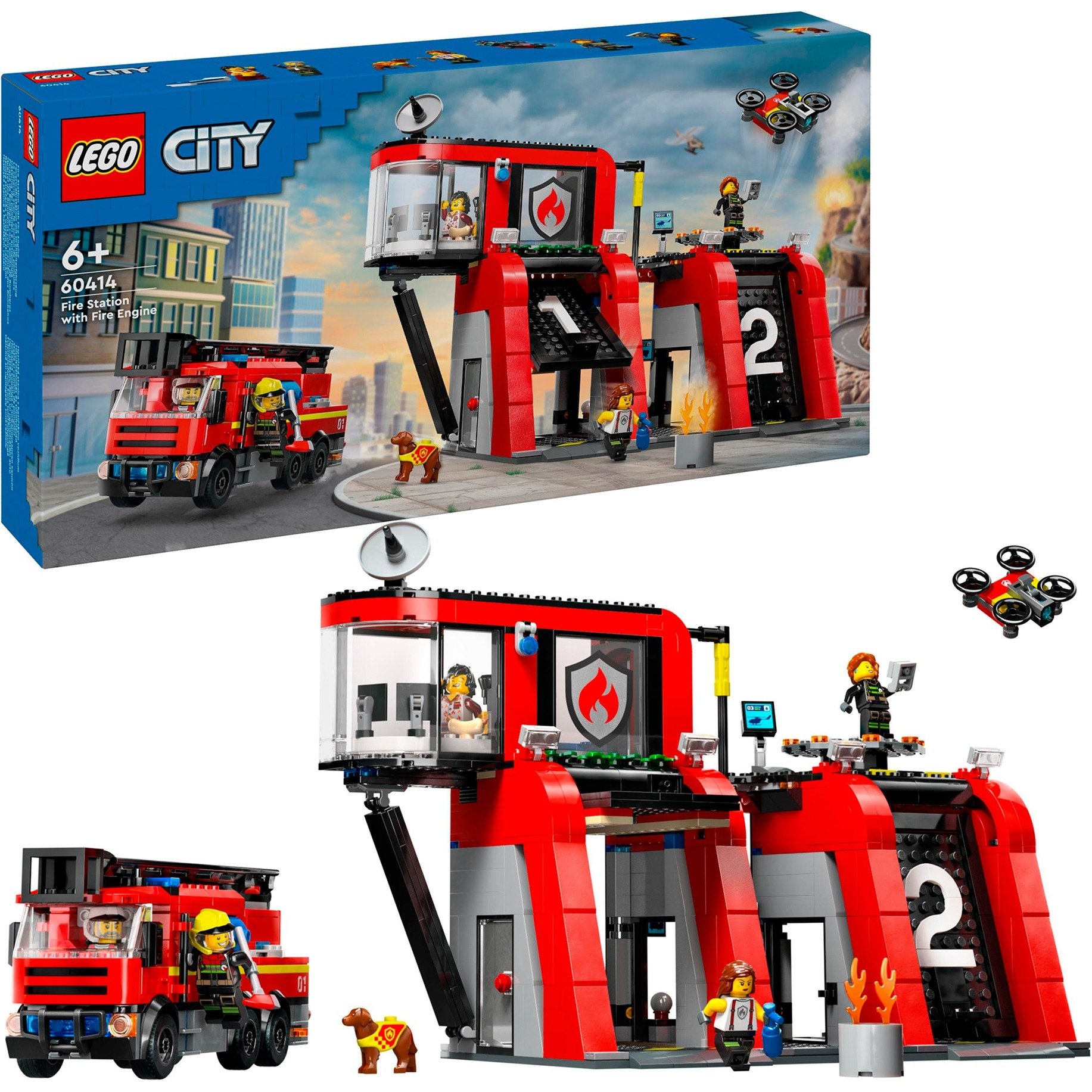 60414 City Feuerwehrstation mit Drehleiterfahrzeug, Konstruktionsspielzeug von Lego