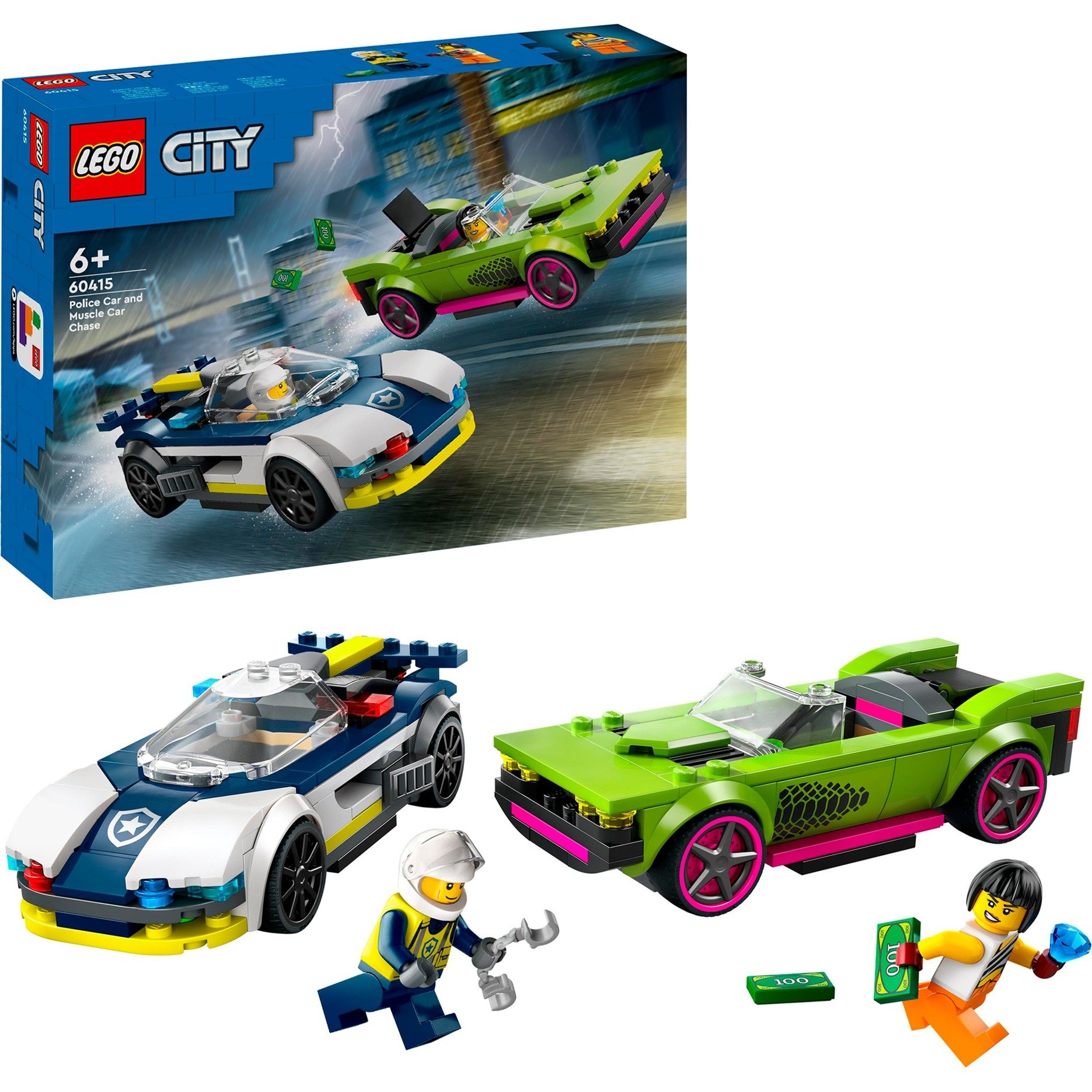 60415 City Verfolgungsjagd mit Polizeiauto und Muscle Car, Konstruktionsspielzeug von Lego