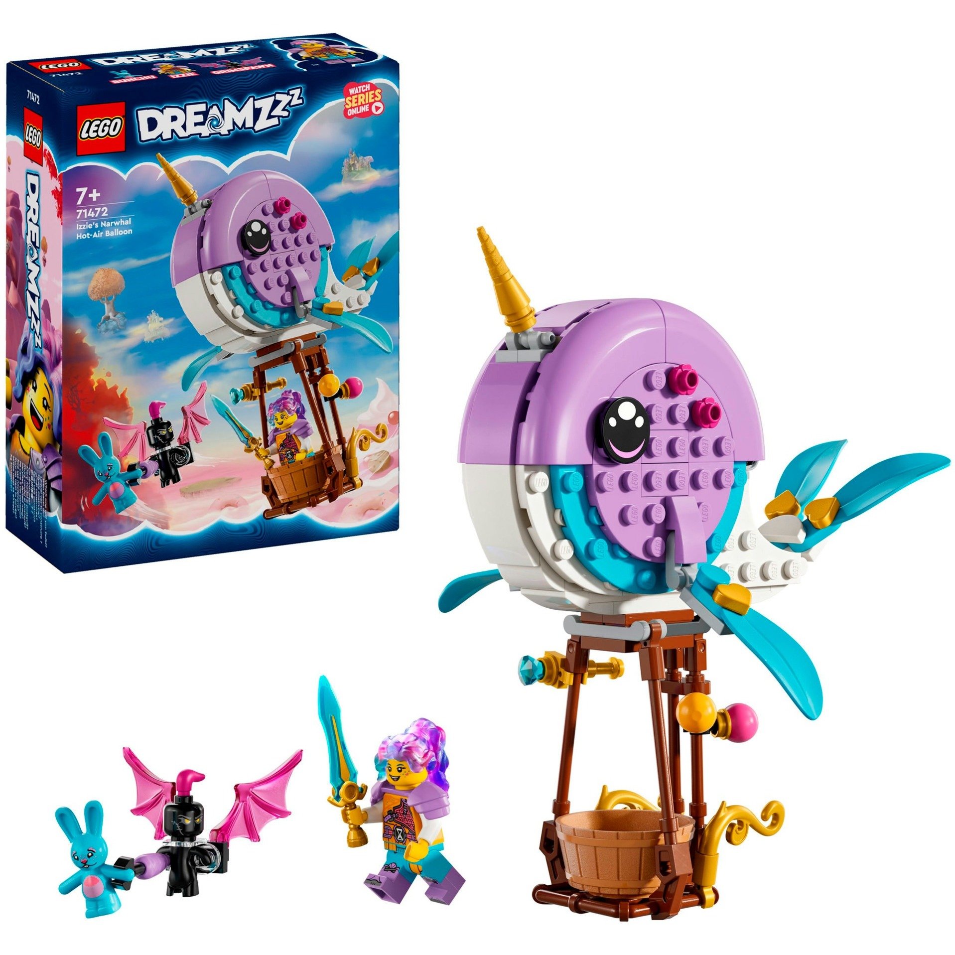 71472 DreamZzz Izzies Narwal-Heißluftballon, Konstruktionsspielzeug von Lego