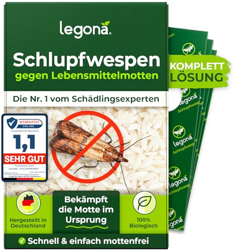 Legona® - Schlupfwespen gegen Lebensmittelmotten / 4x Trigram-Karte à 3 Lieferungen/Biologische & Nachhaltige Bekämpfung von Motten in Lebensmitteln/Alternative zu Mottenspray und Mottenkugeln von Legona