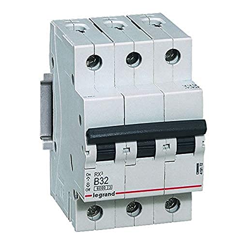 LEGRAND, RX3 Leitungsschutzschalter, thermisch-magnetischer Schutzschalter, B-Charakteristik, 32A, 3-polig, 6000A Ausschaltvermögen, 400VAC, 3TE, 419172 von Legrand
