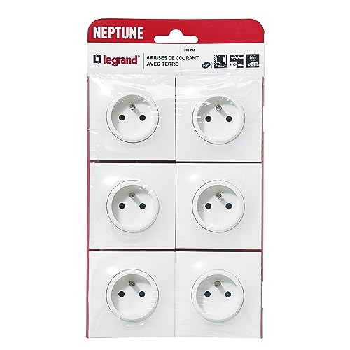 LEGRAND - Elektrische Wandsteckdose mit Erdung Neptun – Steckdose 2P + T Monoblock – Befestigung mit Krallen/Schrauben – Weiß – 6 Stück LEGRAND - Elektrische Wandsteckdose mit Erdung Neptun – Steckdose 2P + T Monoblock – Befestigung mit Krallen/Schrauben – Weiß – 6 Stück von Legrand