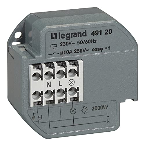 Legrand 049120 Stromstoßschalter, einpolig, akzeptiert, 50 mA, 10 AX, 230 V, 50 Hz bis 60 Hz von Legrand