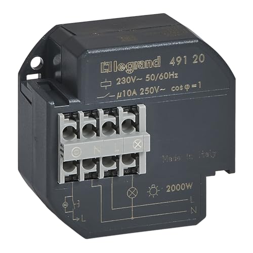 Legrand 049120 Stromstoßschalter, einpolig, akzeptiert, 50 mA, 10 AX, 230 V, 50 Hz bis 60 Hz von Legrand