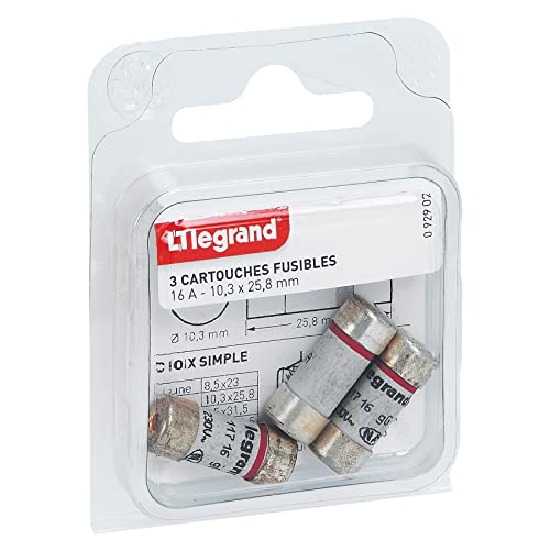 Legrand leg92902 Kartusche Sicherungen 16 A/10,3 x 25,8 mm/Set von 3 von Legrand